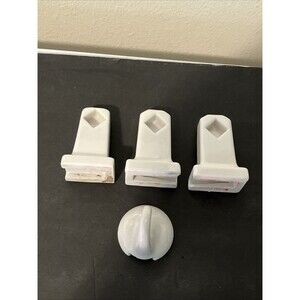 Vintage  White Ceramic Porcelain Bathroom Fixture Lot Towel Bar Posts Robe Hook